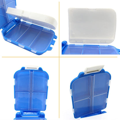 Portable Blue Dual-sided Pill Organizer Box 8-Compartment Pocket Medicine Case with Secure Snap Locks – Moisture-Resistant(1 Pc)