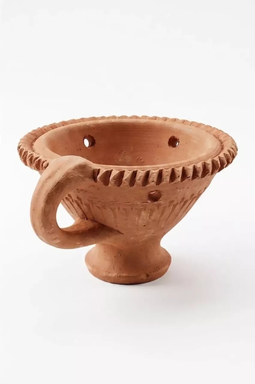 Santarms Handcrafted Terracotta Luban Burner – Earthenware Incense & Dhoop Holder, Brown