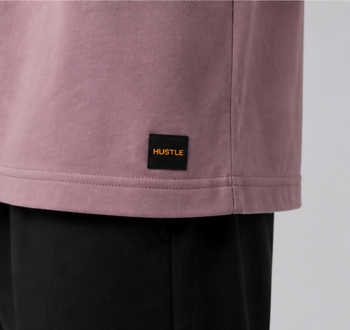 HUSTLE Men's Crew Neck Relax Fit T-Shirt – Pink(Relax fit)