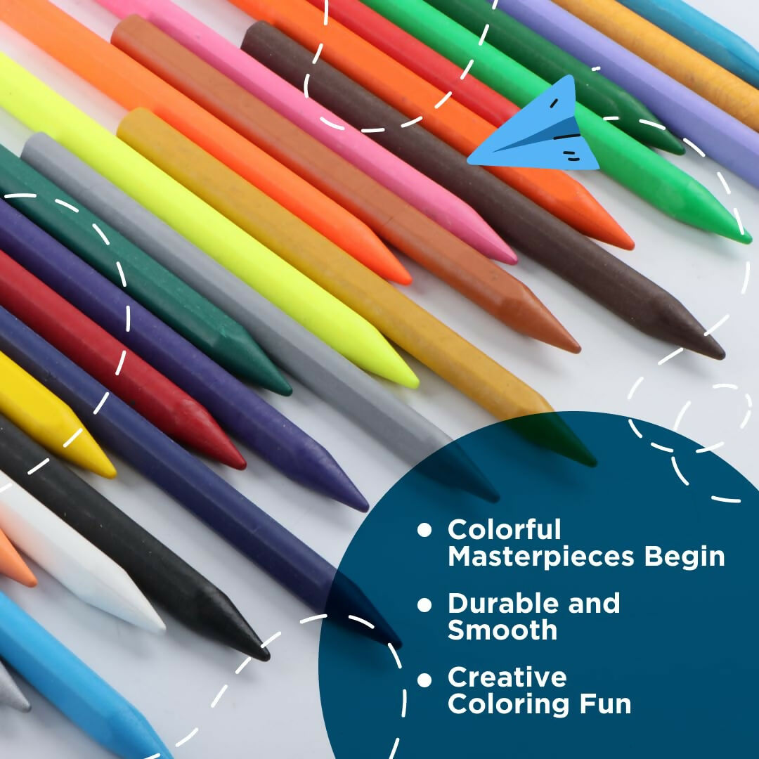 Luxor Doodles Extra Long Plastic Crayons-16 Assorted Shades HalfPe - FW -TPT