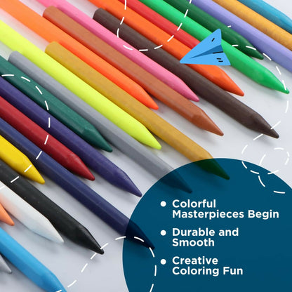 Luxor Doodles Extra Long Plastic Crayons-16 Assorted Shades HalfPe - FW -TPT