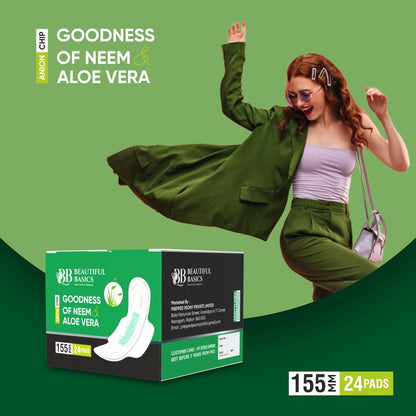 Ultra Thin Sanitary Pads with Neem & Aloe Vera – 24 Pcs