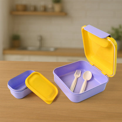 Kids Lunch Box Set With Small Inner Container with Spoon &  Fork (1 Pc)
