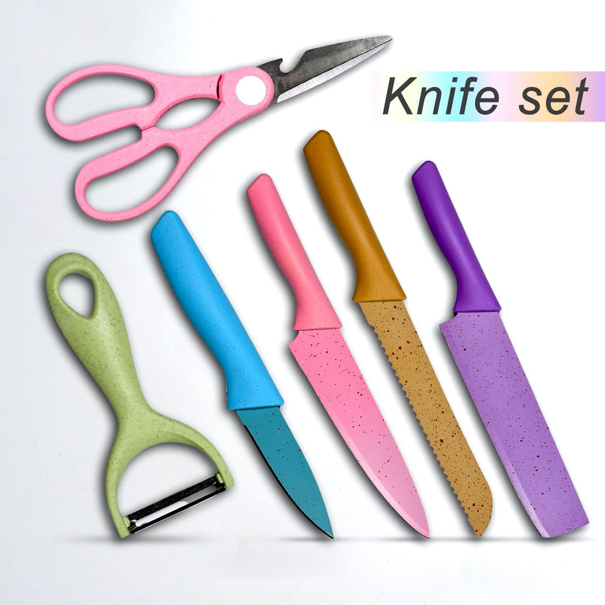 Premium 6-in-1 Kitchen Knife Set – Corrugated Blade Knives in Gift Box HP DD