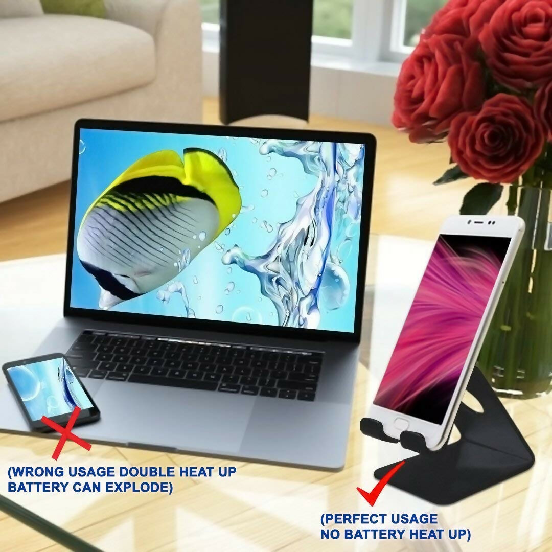 Heavy-Duty Metal Mobile Holder Universal Desk Stand for Smartphones & Tablets