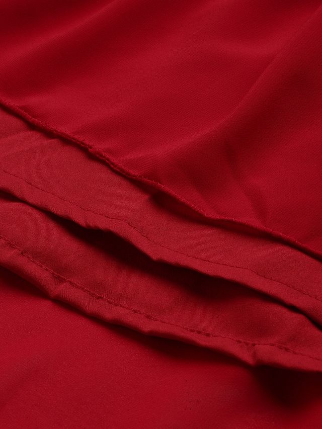 Bollywood Vogue Ready To Wear Maroon Art Silk N Geogette Flare Dress