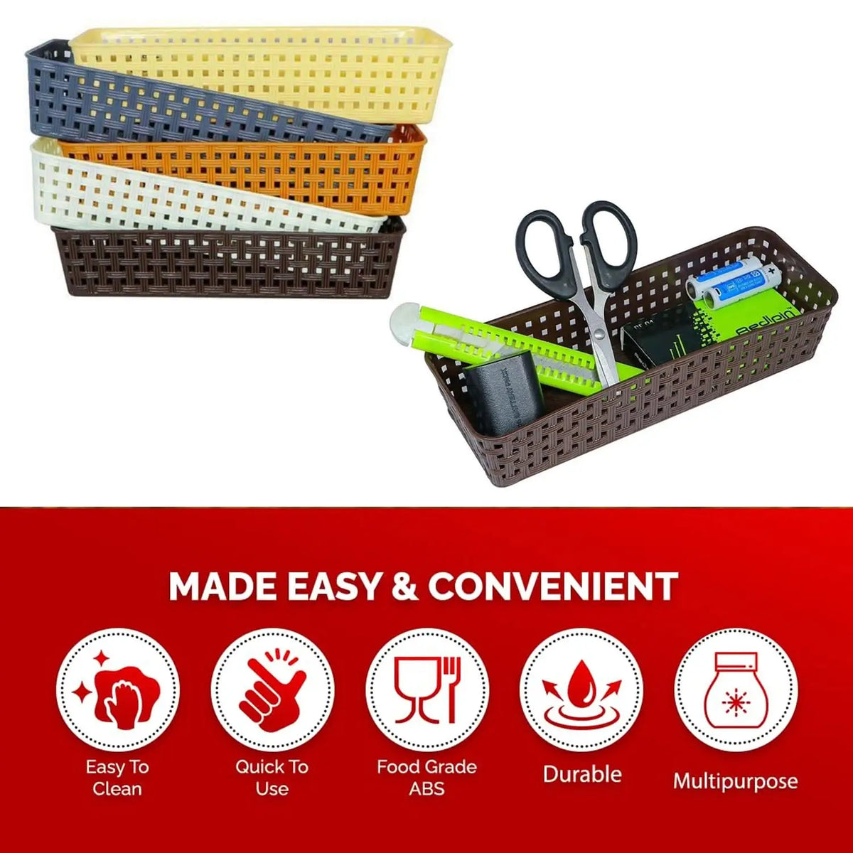 Multipurpose Plastic Organizer Trays for Home & Office (6 Pcs) HP DD