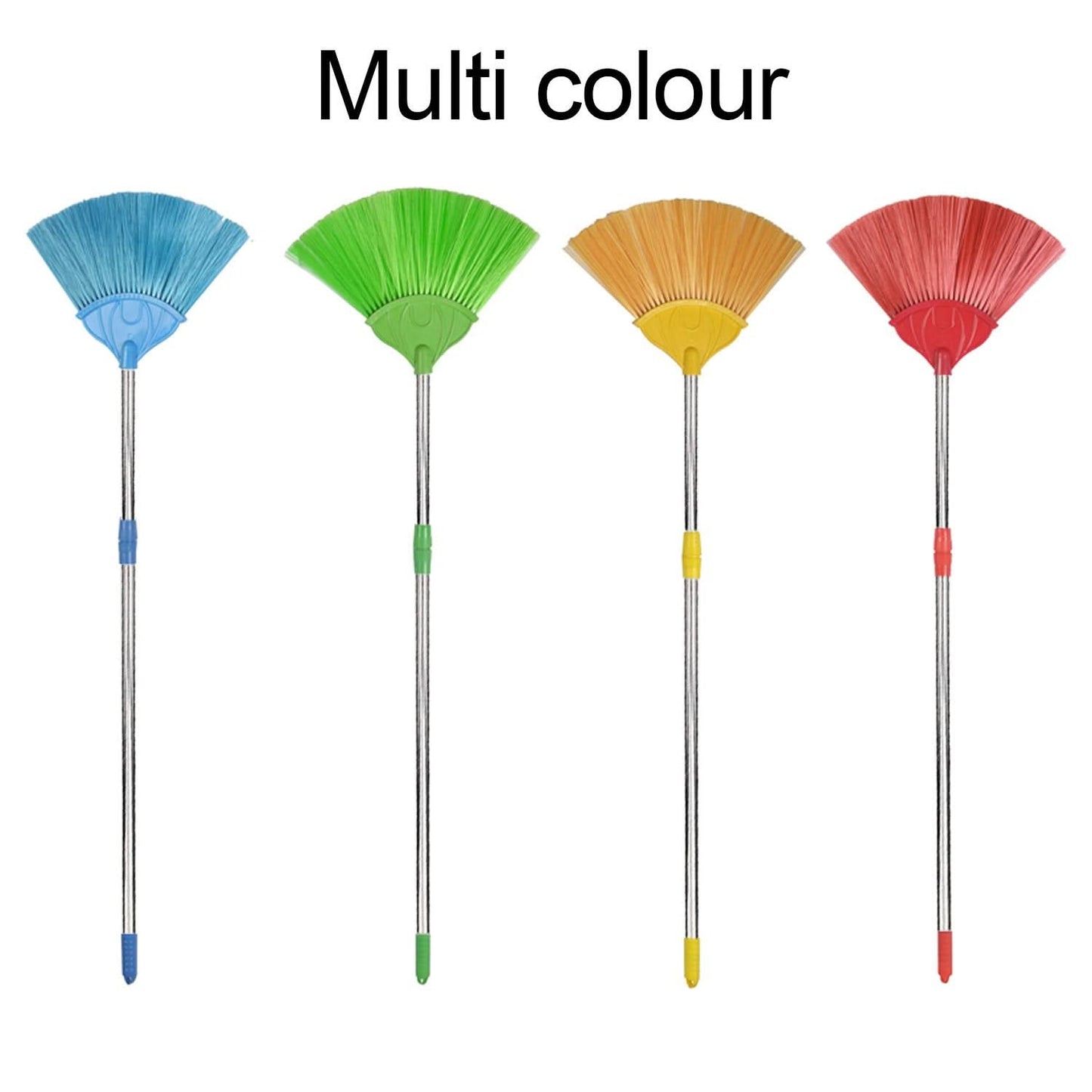 Broom With Long Stainless Steel Rod And Extendable Cobweb Cleaner Stick