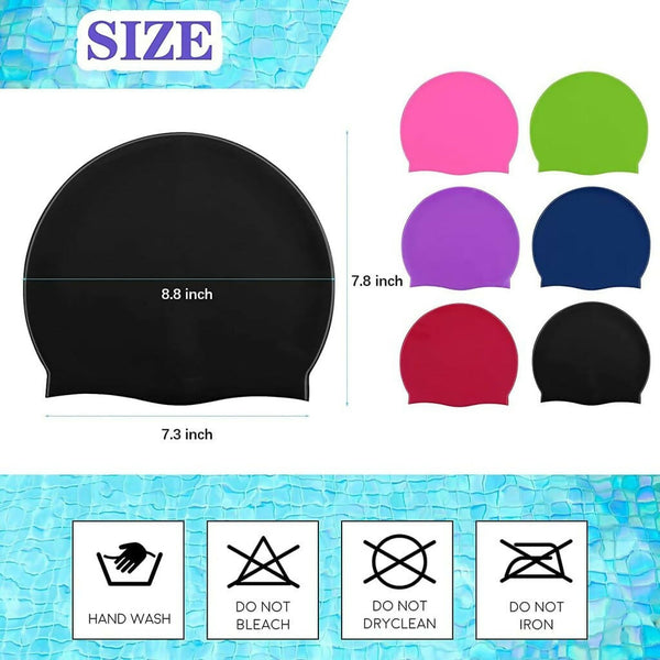 Silicone Swimming Cap (Random Colour), Waterproof Swim Cap for Long & Short Hair, Elastic Non-Slip Pool Cap for Adults & Kids (Multicolour) (Pack of 1).
