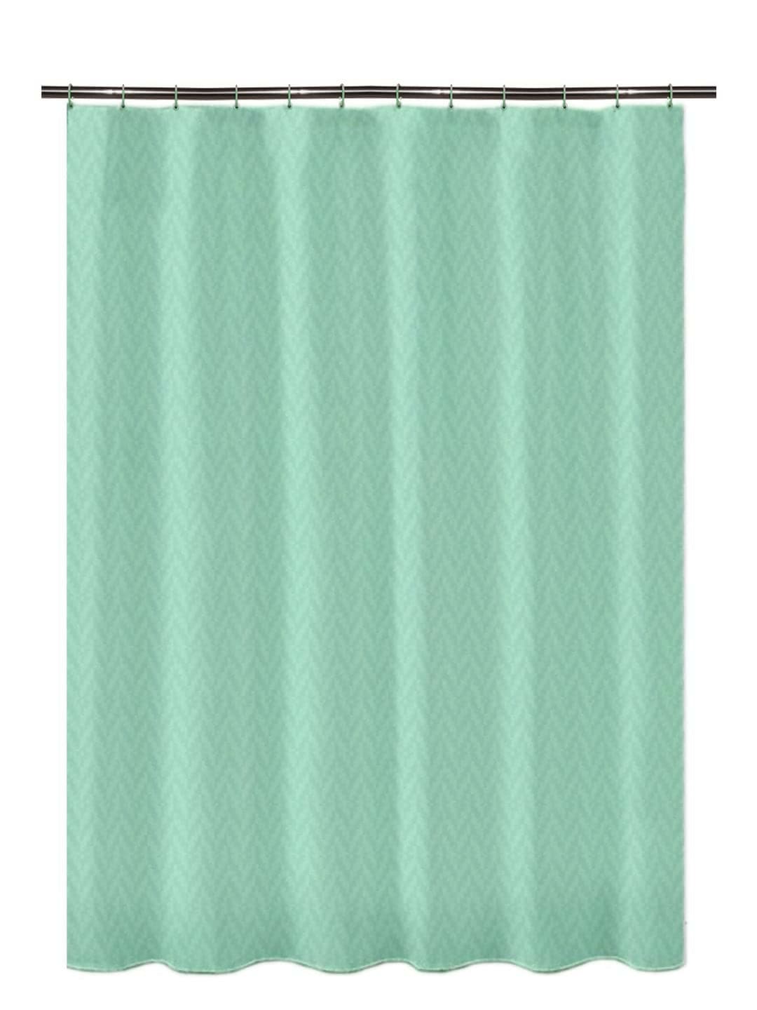 Lushomes Heavy Duty Fabric Shower Curtain, water resistant Partition Liner for Washroom, W6 x H6.5 FT, W 72x H 78 IN with Shower Curtains 12 Plastic Eyelet, 12 C-Rings (Non-PVC), Colour Light Green - HalfPe