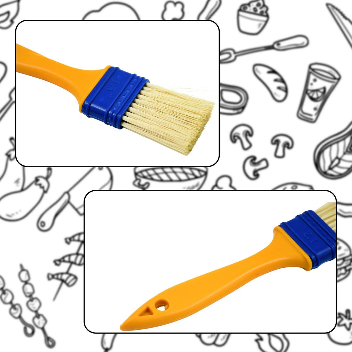 2 Pcs Cooking Basting Brushes Dishwasher Safe Pastry & Grilling Butter Brush HP DD