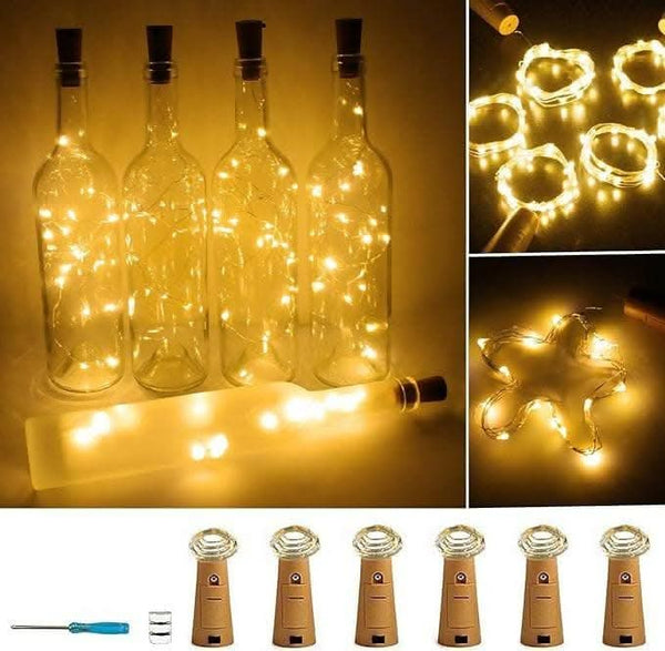 Set the Mood with 6 LED Bottle Cork Lights (Battery Powered) - HalfPe