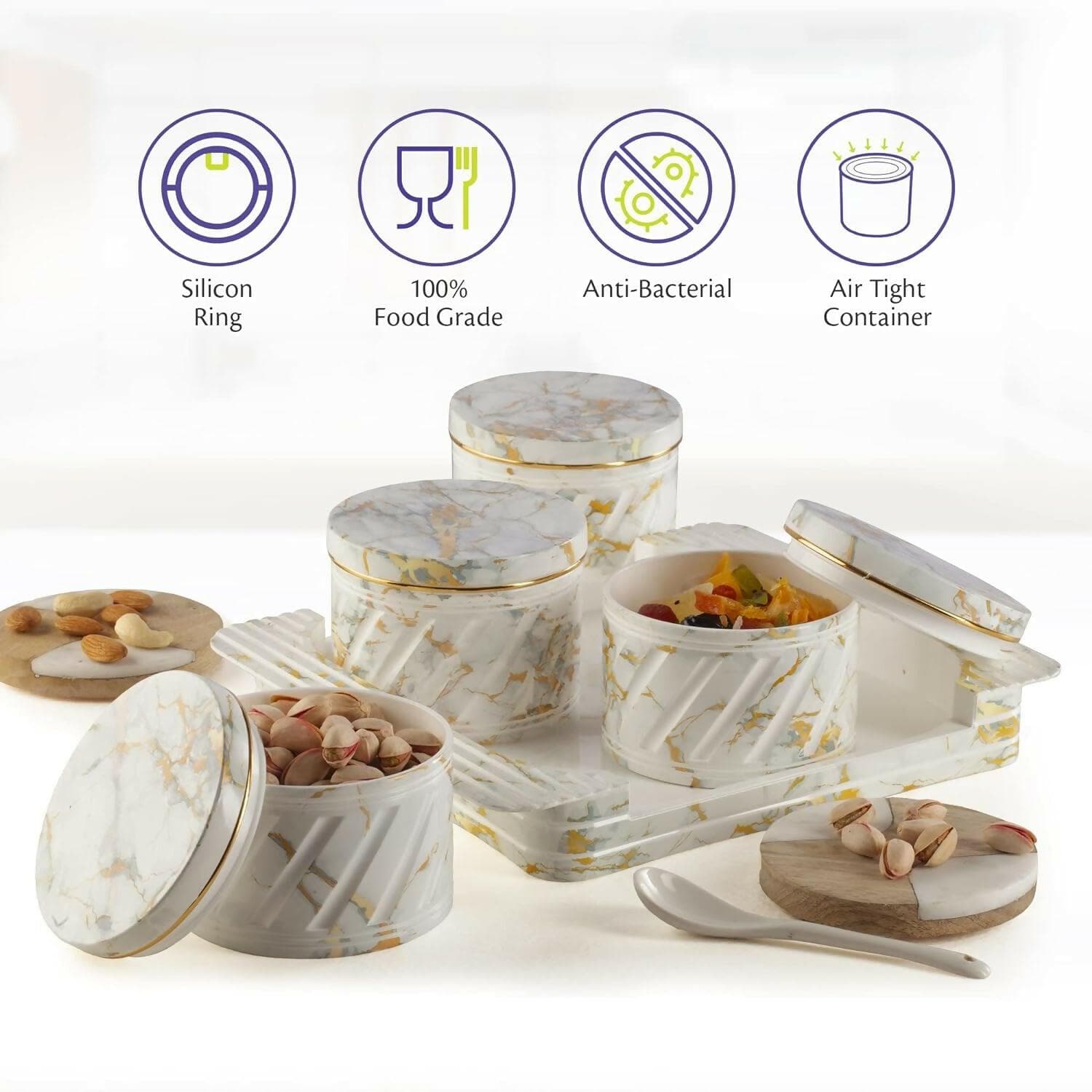 SELVEL Italian White Dry Fruit Containers - 6-Piece Combo Set (430ml) - HalfPe