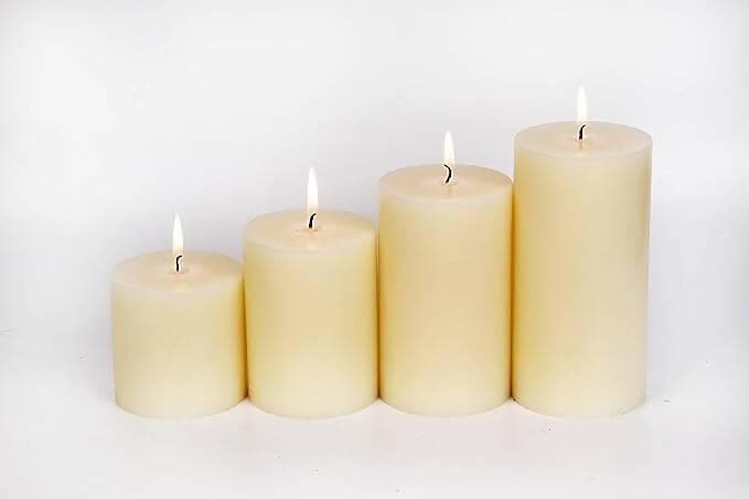 PROSPERRO LUMO Parrafin Wax Scented Pillar Candle, Set of 4, Vanilla (Ivory Colour) - HalfPe