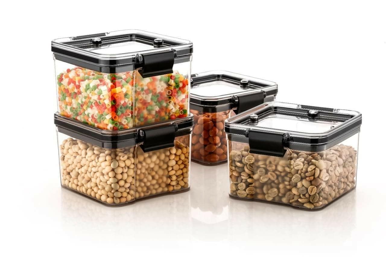 Square Transparent Kitchen Food Storage Container 400ml each (Pack of 4) - HalfPe