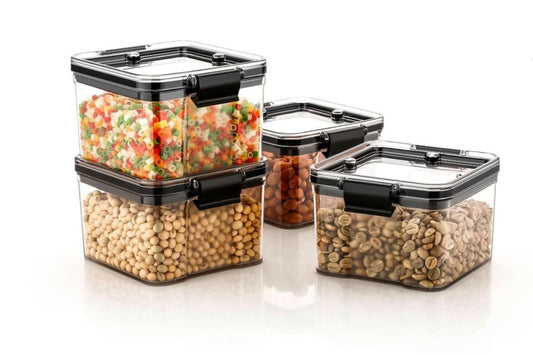 Square Transparent Kitchen Food Storage Container 400ml each (Pack of 4) - HalfPe