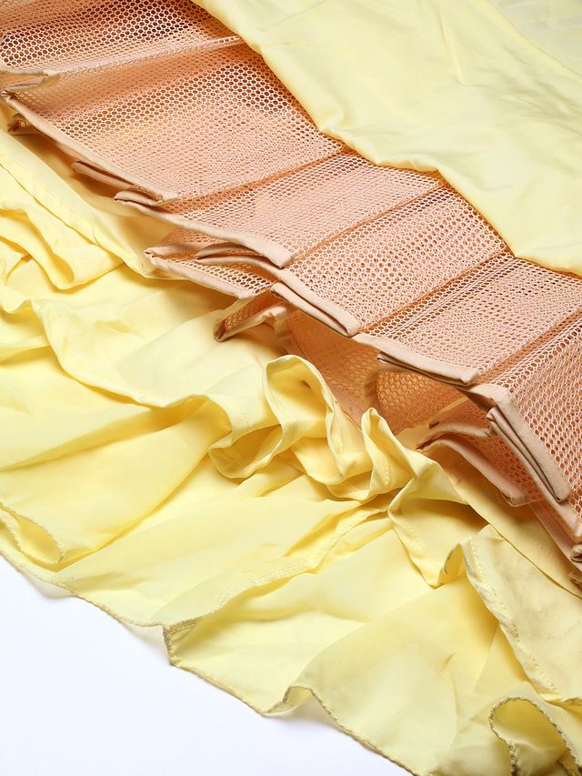 Bollywood Vogue Ready To Wear Yellow Embroidered  Georgette Kali Gown