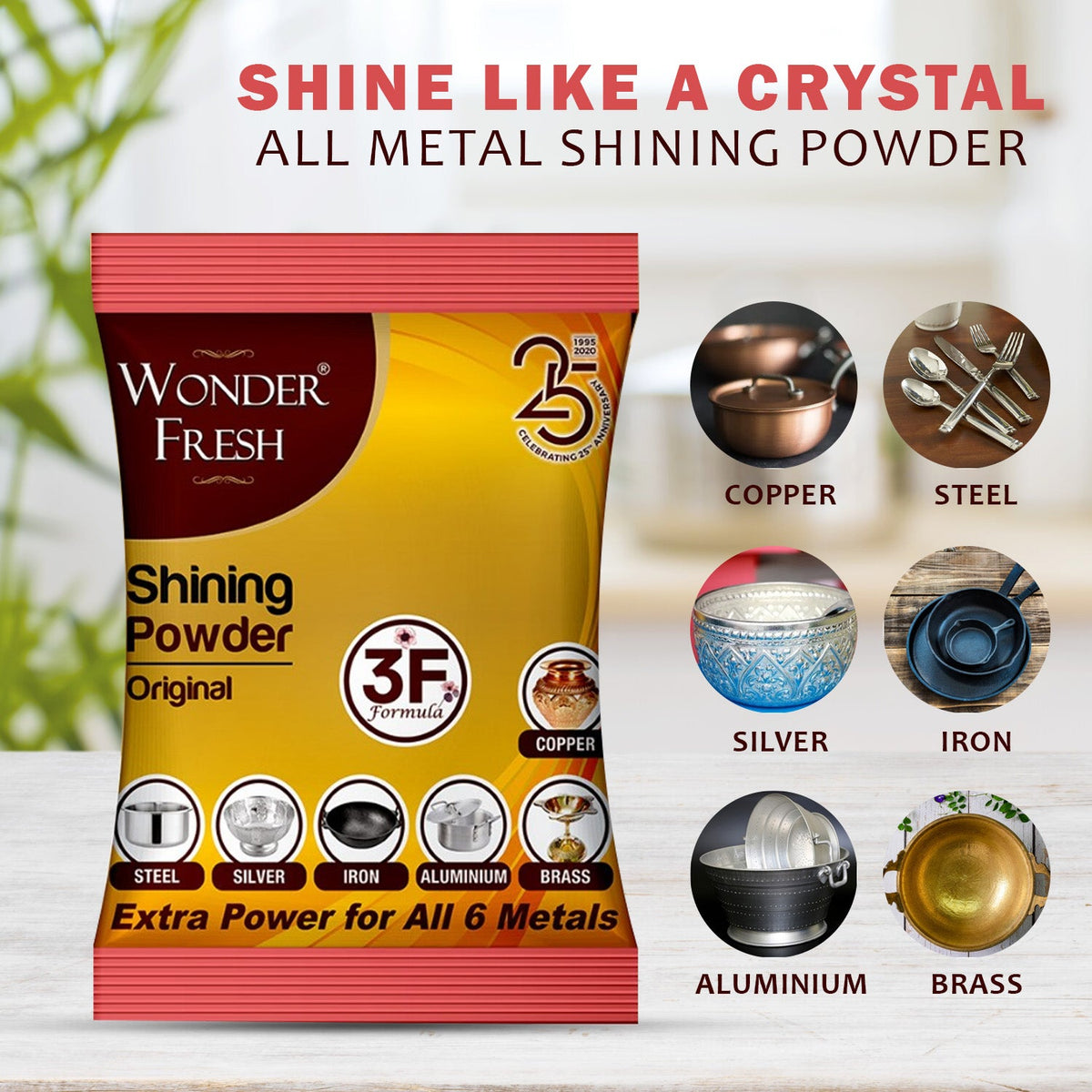 Shining Powder Cleans And Polishes Copper Brass Silver Aluminum Iron And Steel Removes Tarnish And Oxidation (200 Gm) HP DD