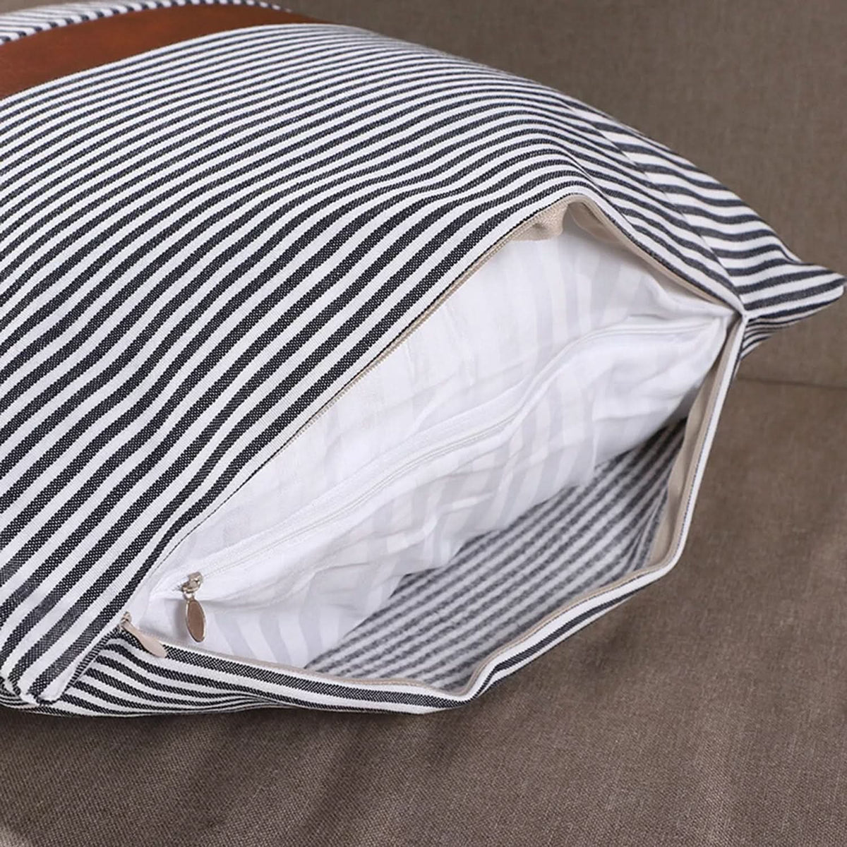 Leather & Cotton Pillow Covers 20x20 Inch (2 Pc Set) HP DD