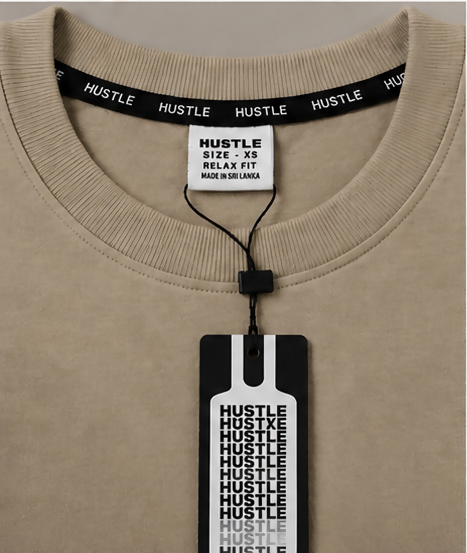 HUSTLE Men's Crew Neck Relaxed Fit T-Shirt – Dusky Cream(relax fit)