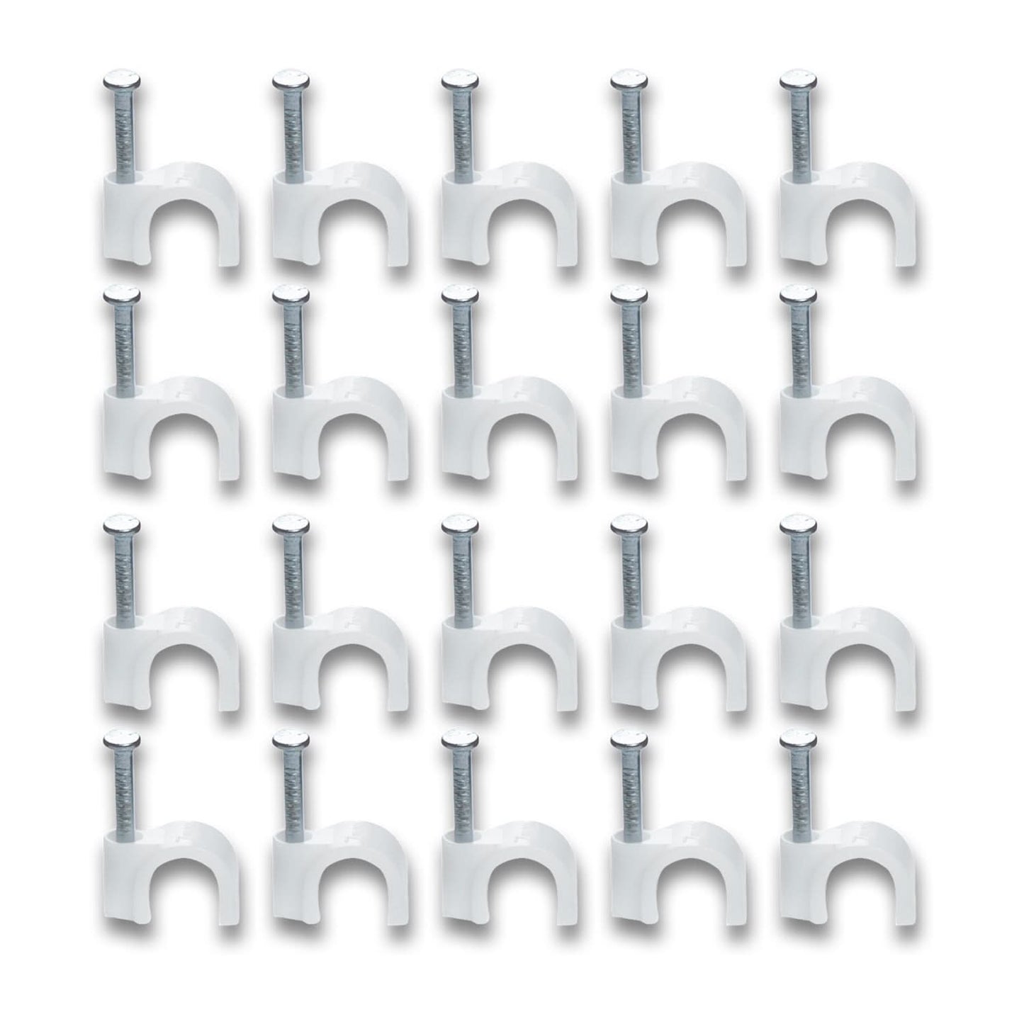 Wire Wall Clips Plastic Cable Clips Round Wire Pins With Steel Nail (20 Pcs Set)