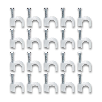 Wire Wall Clips Plastic Cable Clips Round Wire Pins With Steel Nail (20 Pcs Set)