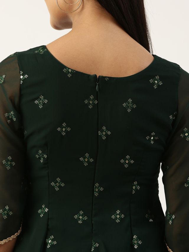 Bollywood Vogue Ready To Wear Green Embroidered Salwar Set
