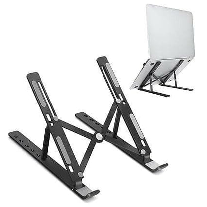 LS02 Laptop Stand Aluminum Body (6 Adjustable Stands,Black) - HalfPe