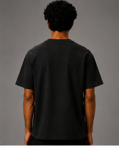 HUSTLE Men's Crew Neck Relax Fit Tees - Black