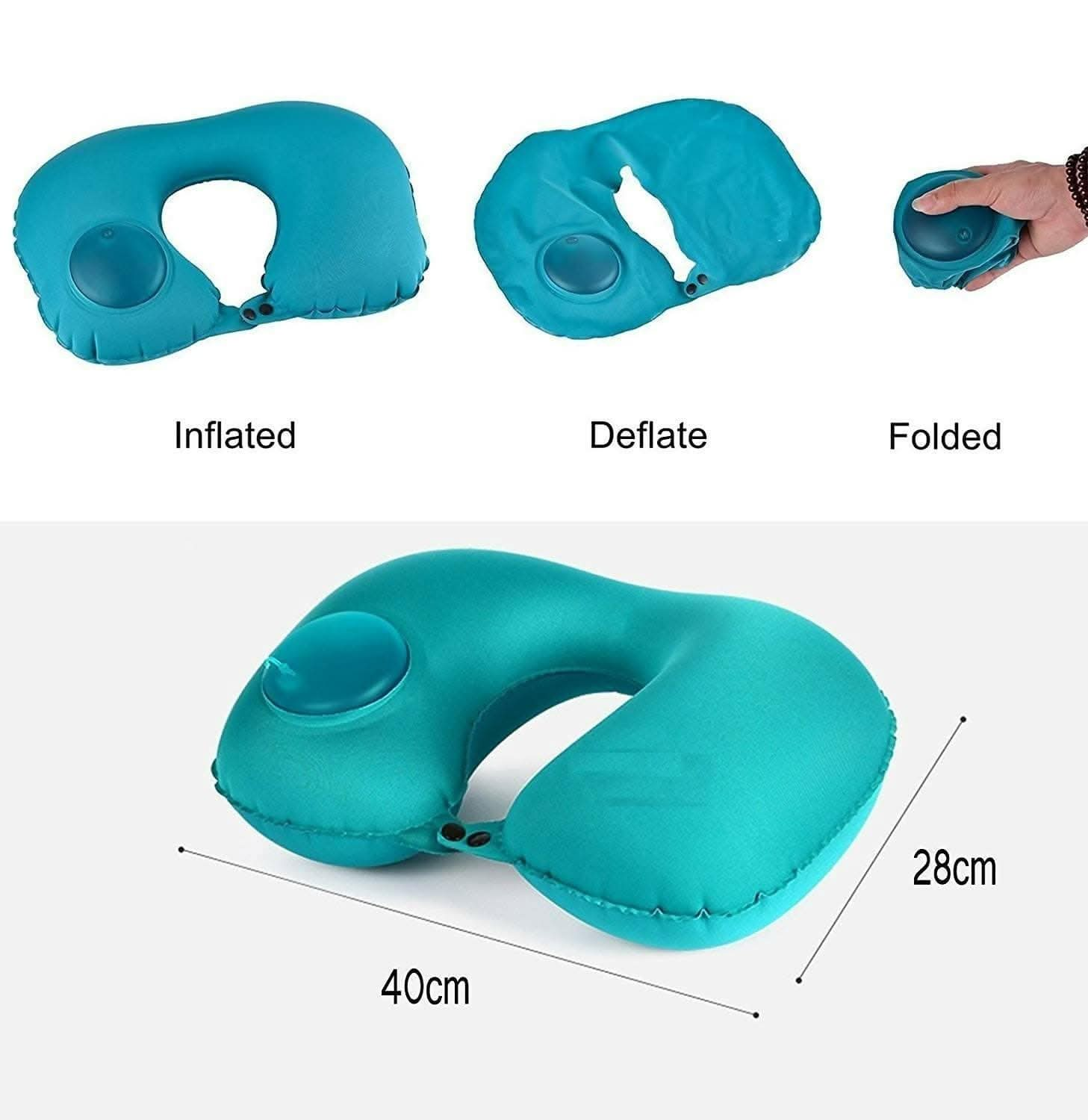 Self-Inflatable U Shape Foldable Neck Pillow for Camping Travel Sleeping - HalfPe