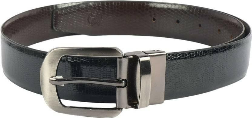 ZEVORA Men Casual, Evening, Formal, Party Black Genuine Leather Reversible Belt - HalfPe