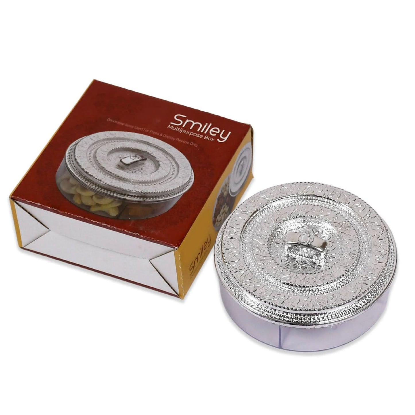 Round Smiley Multi Purpose 4 Compartment Box For Home  Kitchen Use