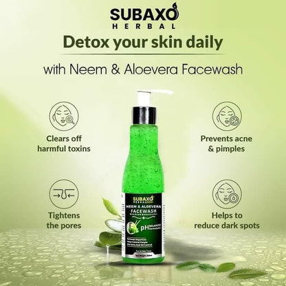 SUBAXO Cocoa Butter hand and body lotion(200ml) and Neem AloeVera Face Wash (200ml) Combo - HalfPe