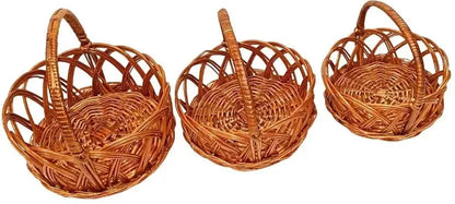 Eco Friendly Hand Woven Round Jali Cane Basket Set 7 8 9 Inch Multipurpose Baskets JPS PRODUCTS (ACHSA)