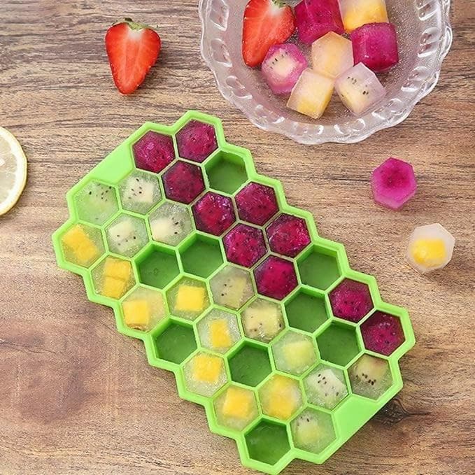 Ice Cube Tray Silicone for Freezer Honeycomb designed (37 cubes) - HalfPe