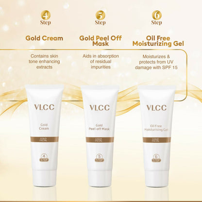 VLCC Gold Facial Kit. Bright & glowing skin - Parlour Glow (6 x 1.67 g)