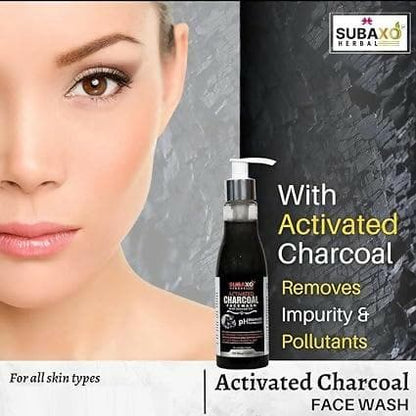 SUBAXO Herbal Activated Charcoal Face Wash Removes Dirt & Impurities Skin Brightening Herbal Face Wash for Women & Men (200ml) - HalfPe