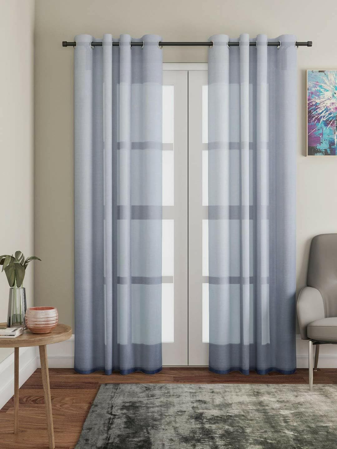 Lushomes Sheer Curtains 7.5 feet, Melody Sheer, White Based Sheer Curtains, Net Curtains (54 x 90 inches, Single pc) - HalfPe