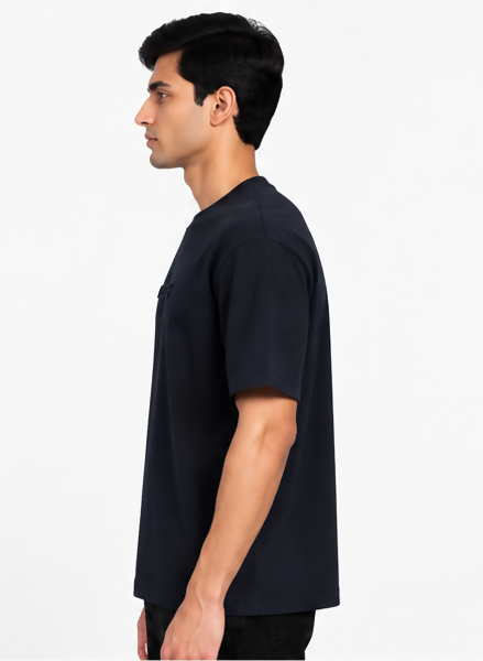HUSTLE Men's Crew Neck Oversized T-Shirt – Navy Blue