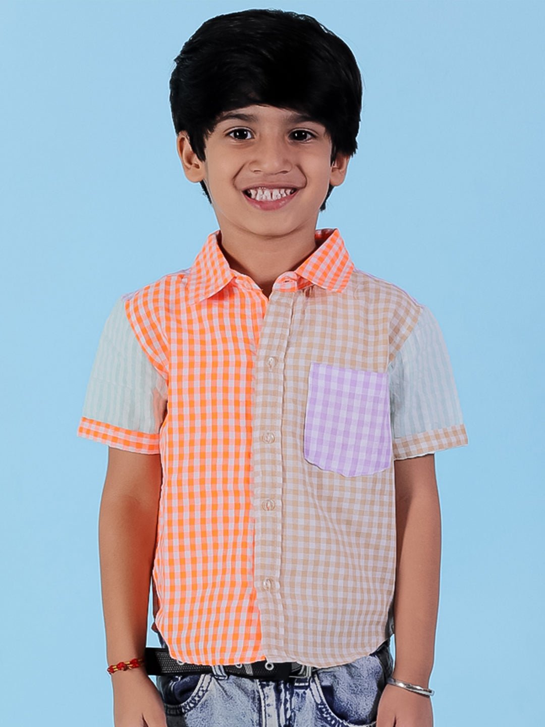 Rainbow Charm Checkered Boys Casual Shirt - KCW - MC - RCHR - 1 - 2