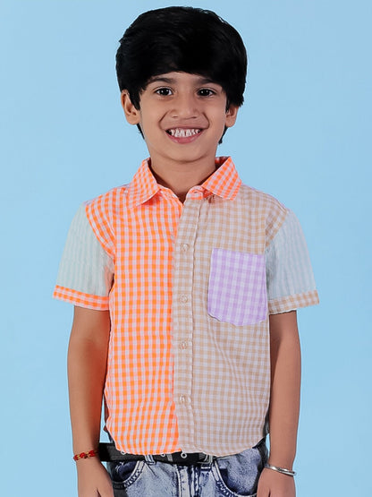 Rainbow Charm Checkered Boys Casual Shirt - KCW - MC - RCHR - 1 - 2