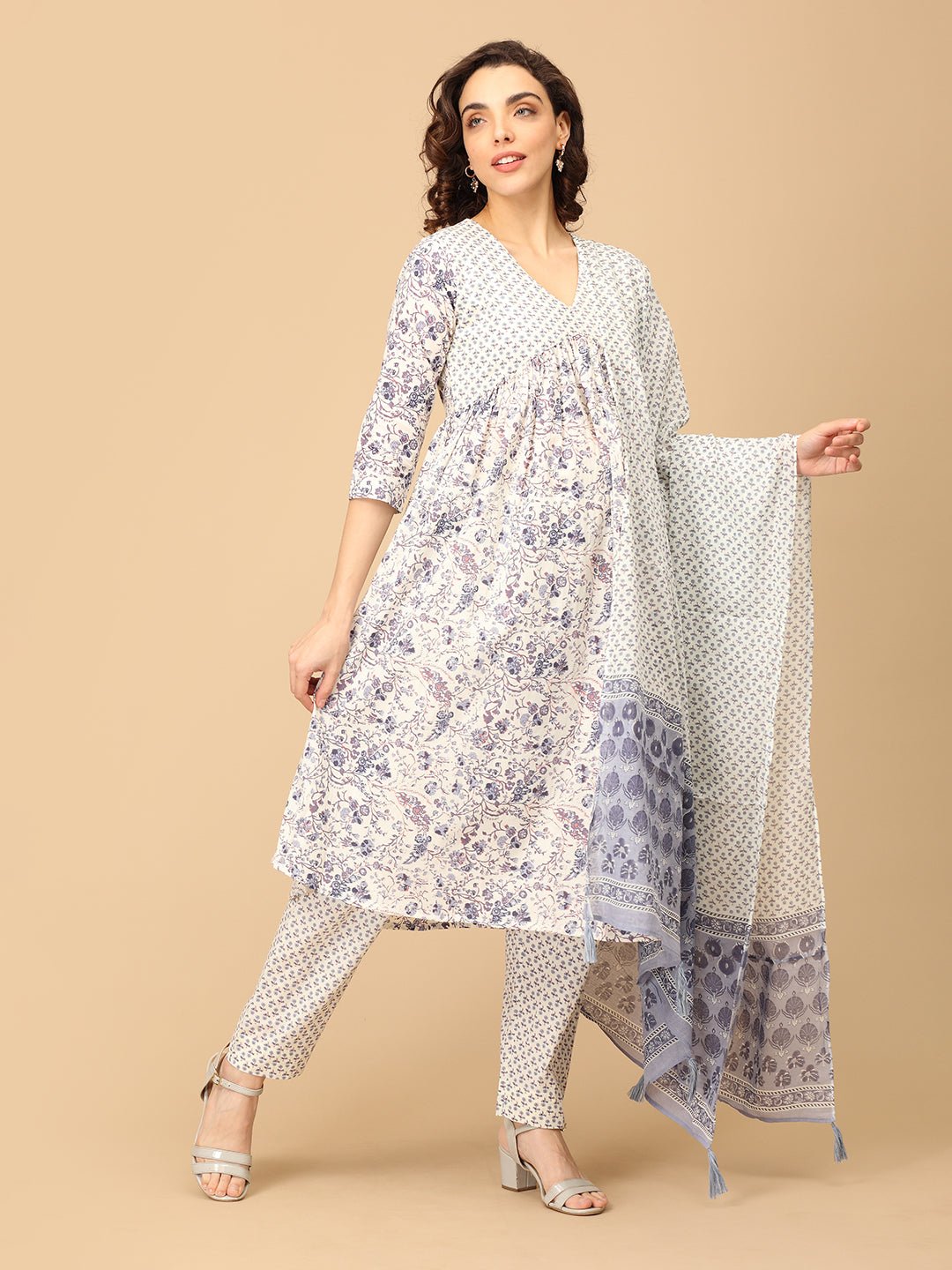 Rang - e - Ret Maternity and Nursing Kurta Set With Dupatta - MEW - SK - RNERT - S