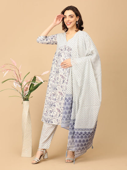 Rang - e - Ret Maternity and Nursing Kurta Set With Dupatta - MEW - SK - RNERT - S