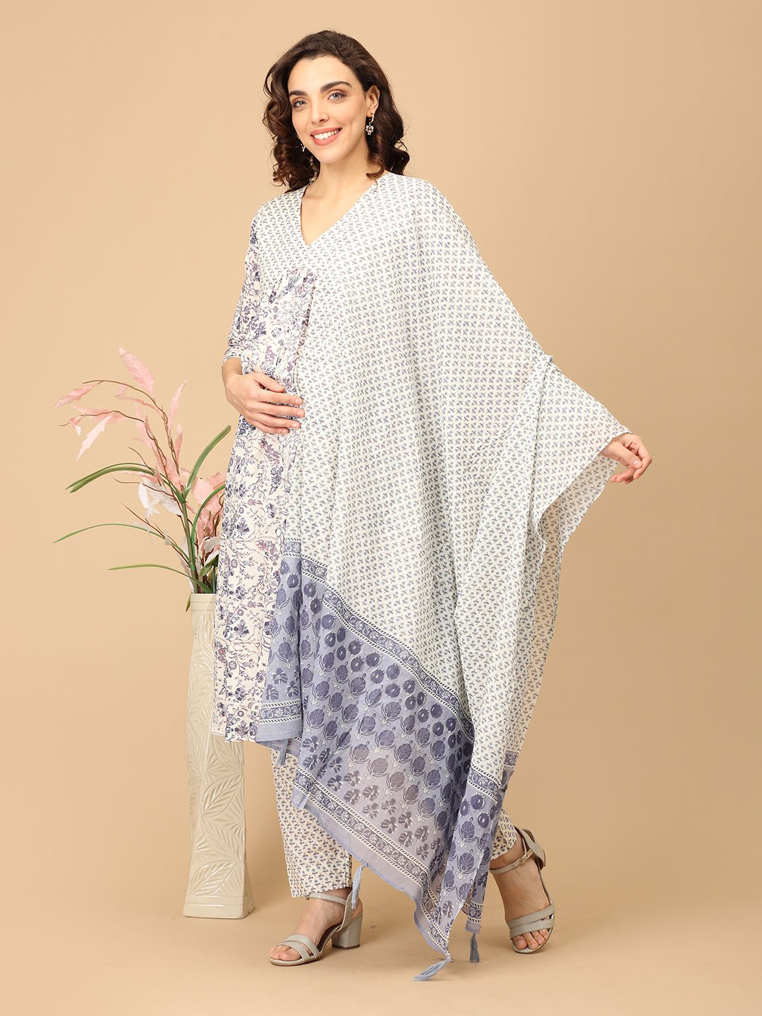Rang - e - Ret Maternity and Nursing Kurta Set With Dupatta - MEW - SK - RNERT - S