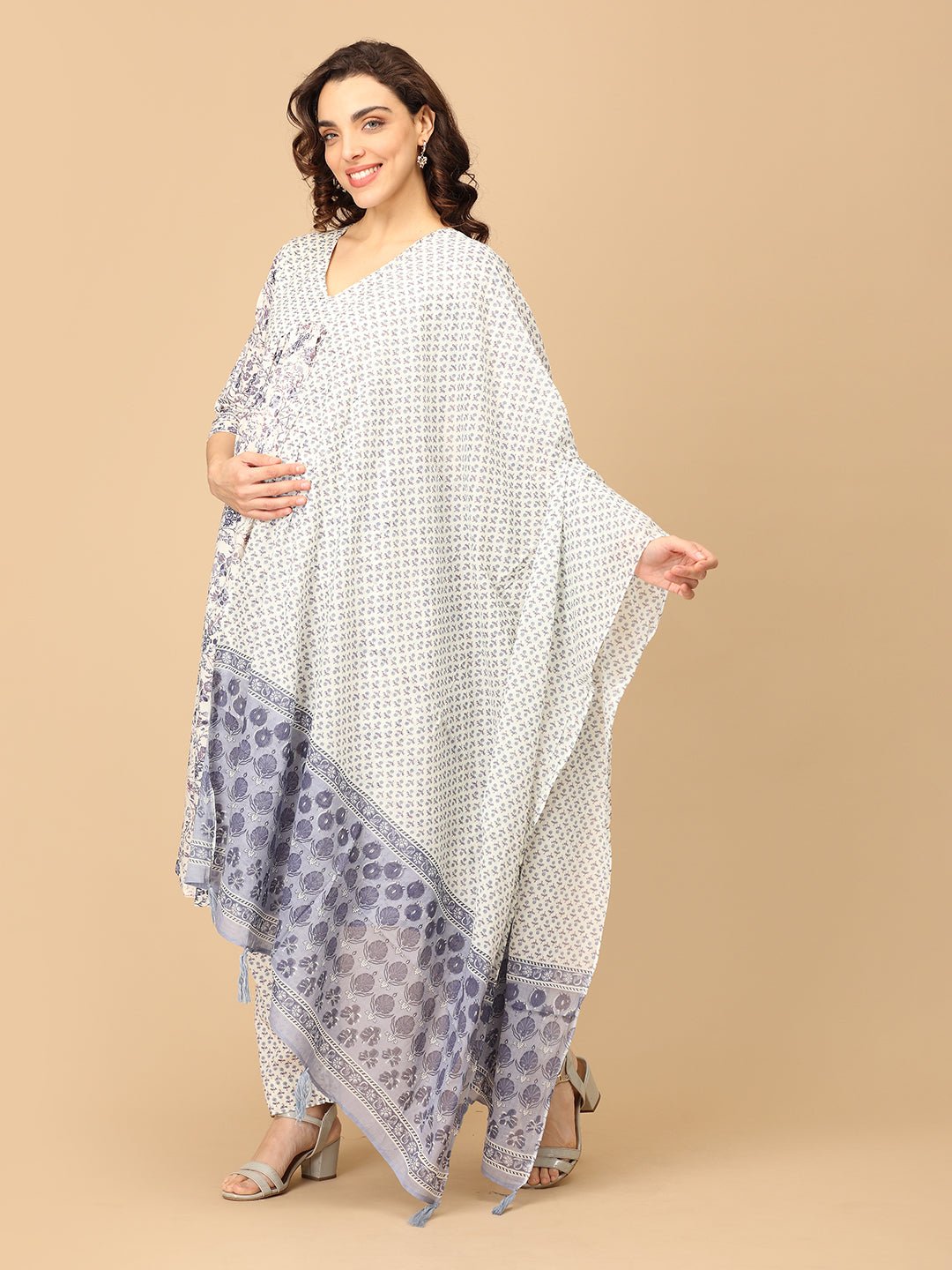 Rang - e - Ret Maternity and Nursing Kurta Set With Dupatta - MEW - SK - RNERT - S