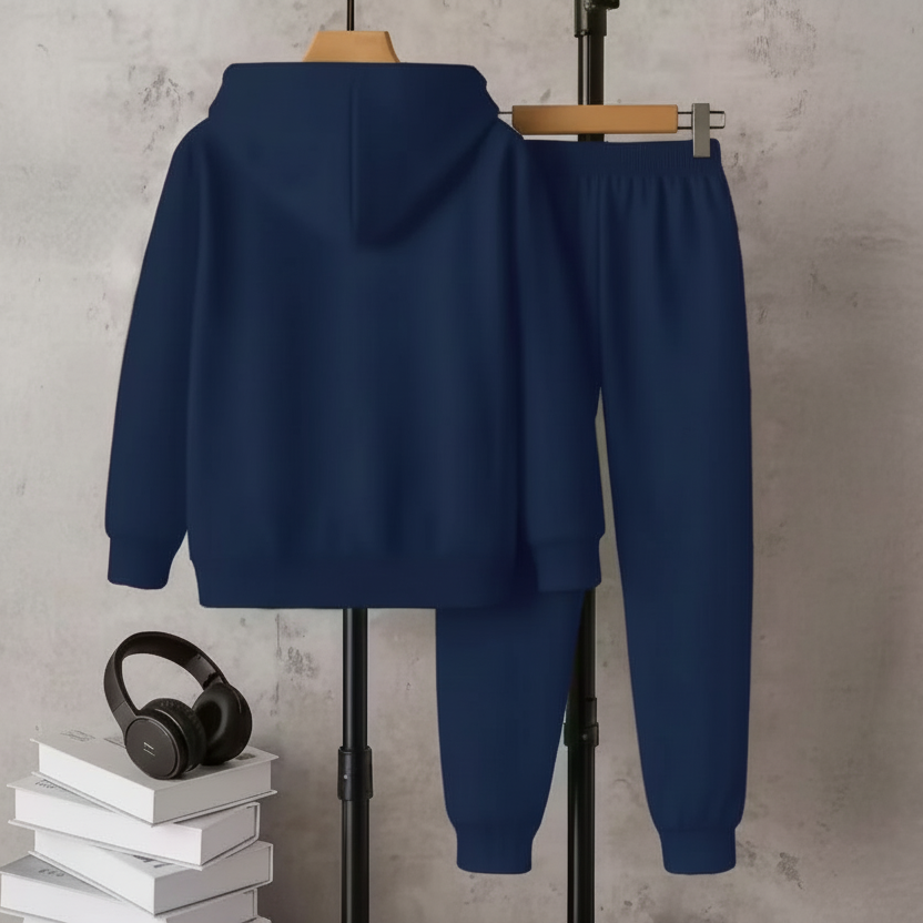 Kids Hooded Sweatshirt & Jogger Set – Astronaut Space Surf Print Casual Wear (Blue) Luck Fashion