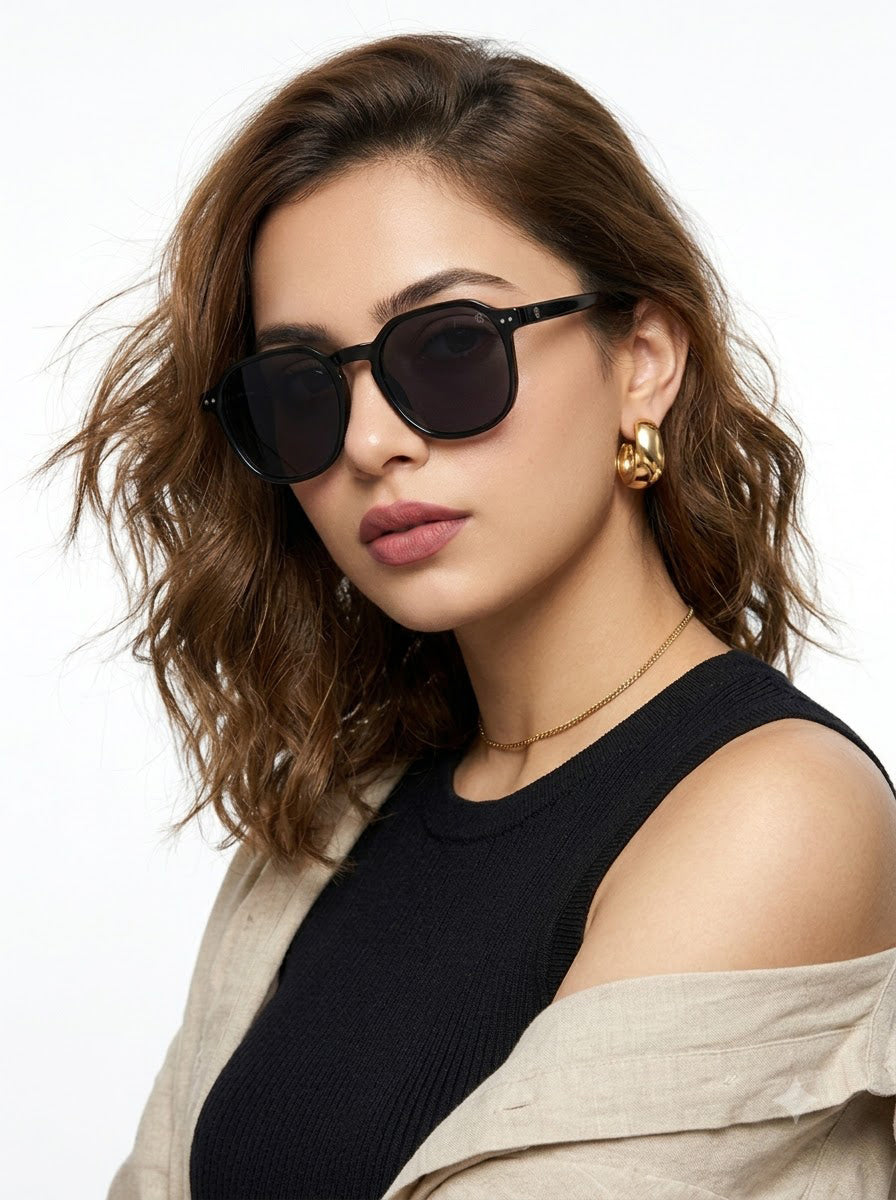 Eyejack Black Round Sunglasses for Men and Women - Style 1192 - view 3