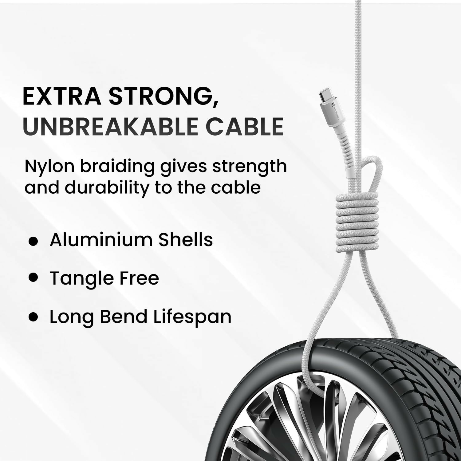 Portronics Konnect X 60W Type-C to Type-C Fast Charging Cable | 1M Nylon Braided USB-C PD Cable for iPhone 15, iPad, Samsung Galaxy & Type-C Devices
