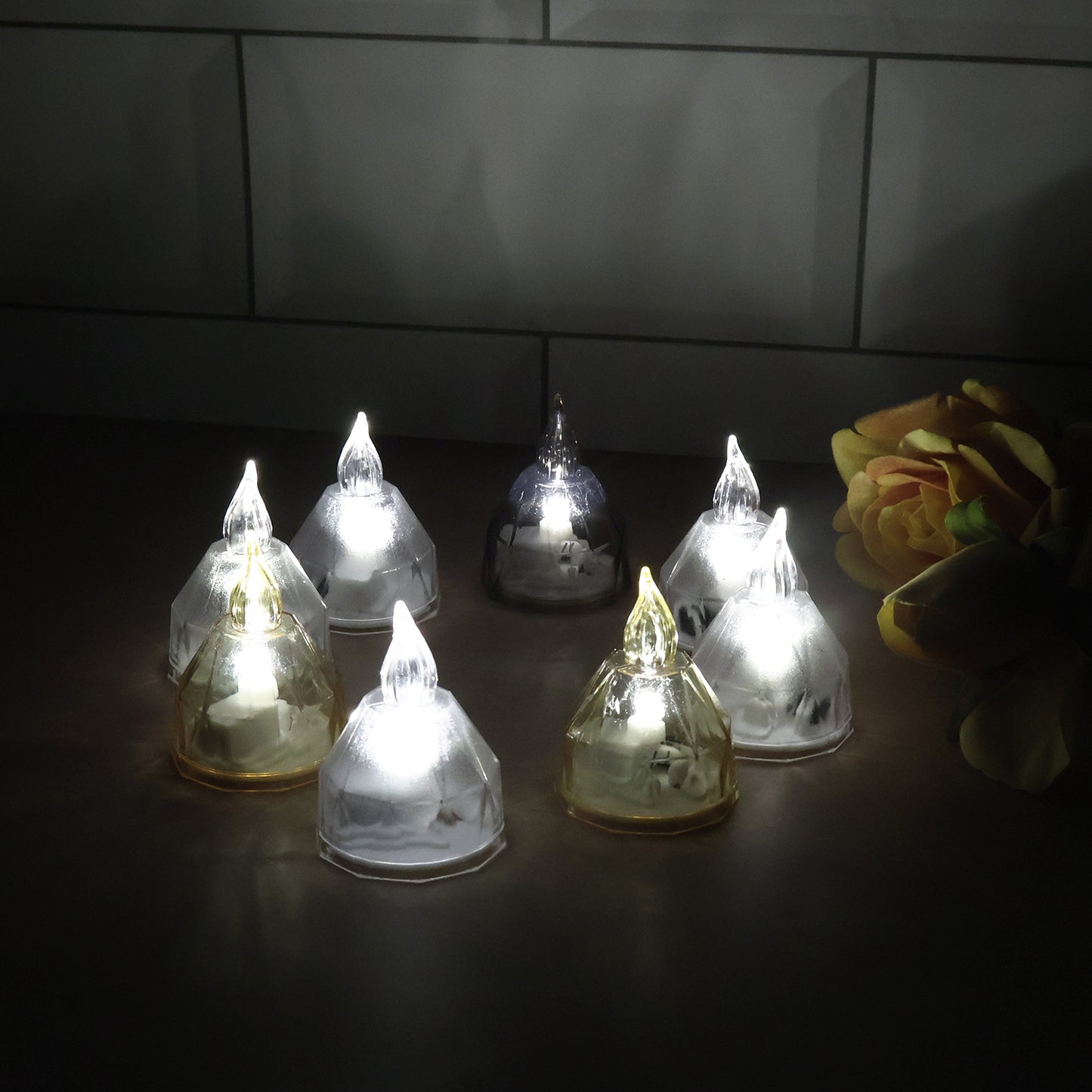 Led Flameless Decorative Diyas - (8 Pc)