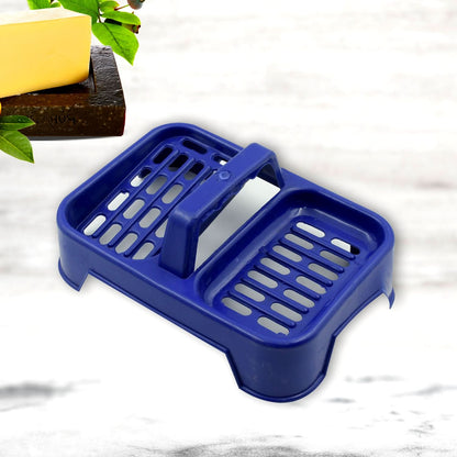 2-in-1 Plastic Soap Dish with Dual Section Soap Holder for Bathroom & Kitchen Sink (1 Pc, Multicolor)